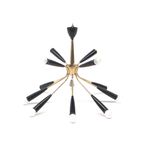 Italiaanse Vintage Hanglamp Stilnovo Stijl Van Messing Met 12 Lichtpunten thumbnail 7