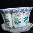 Vintage Schelprand Ovaal Bloempot Met Opvangbakje Zen Look Bonsai Boompje thumbnail 5