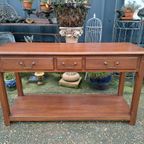 Klassiek Eiken Sidetable, Wandtafel, Console, Ladekast thumbnail 2