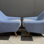 Set Of Two Blue And White Wool Chairs 1960S thumbnail 7