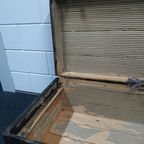 Originele Antieke Reiskoffer Hutkoffer Metaal/hout thumbnail 5