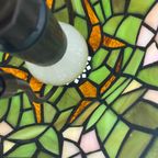 Tiffany Style Table Lamp - Stained Glass Shade And Decorative Base - Ca. 1980’S (No Cracks) thumbnail 7