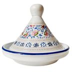 Handgemaakte Marokkaanse Tajine Aardewerk Glazuur Wit thumbnail 2