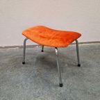 Vintage Voetenbank Oranje Voetenbankje Krukje Jaren 60 thumbnail 5