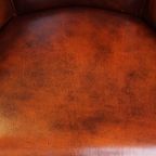 Set Van 6 Engelse Rundleren Eetkamerstoelen/ Tubchairs In Een Luxe Rode Chesterfield Kleur thumbnail 8