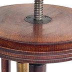 Antique - Wooden Piano Stool / Chair - Mounted On A Swiveling Base - Oak And Brass Detailing With thumbnail 6