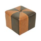 Vierkante Poef Skai Kunstleder Bruin Camel Patchwork 41cm thumbnail 7