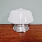 Art Deco Plafondlamp Met Een Conische Wereldbol In Witte Opaline thumbnail 13