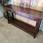 Donker Teakhouten Sidetable, Wandcnsole, Haltafel Afm. 140x3 thumbnail 4