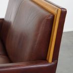 Mooie En Comfortabele Schapenleren Art Deco Design 2 Zits Bank Met Houten Details thumbnail 15