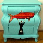 Blauwe Ladekast “goudvis”, Vintage Blue - Eclectisch thumbnail 8