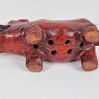Vintage Rode Houten Hippo Nijlpaard ’70 Sculptuur Exotisch thumbnail 10