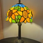 2 Stuks Glas In Lood Tiffany Stijl Tafellampen Zonnebloemen thumbnail 6
