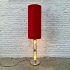 Vintage Vloerlamp - Verlichte Voet - Kristal Glas - Rode Kap thumbnail 2