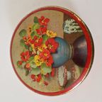 Vintage Koektrommel Koekjestrommel Blik Bloemen Jaren 50 thumbnail 4