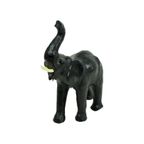 Vintage Olifant Met Slagtanden Papier Mache En Leder Beeld Sculptuur thumbnail 6