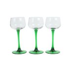 Set Van 6 Vintage Luminarc Elzas Wijnglazen Smalle Groene Voet thumbnail 6