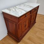 Vintage Antiek Dressoir Commode Ladekast Badkamermeubel Met Marmer Blad 707 thumbnail 8