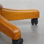 Groene Klassieke En Tijdloze Chesterfield Bureaustoel Gemaakt Van Rundleer Op Wieltjes thumbnail 13