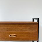 Vintage Houten Kastje Op Wielen Met Lade En Klep thumbnail 4