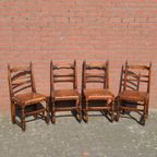 Antieke Stoelen Met Leren Zitting Set Van 4 thumbnail 2