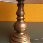 Vintage Schemerlamp Op Koperen Voet, Lampje, Schemerlampje thumbnail 3