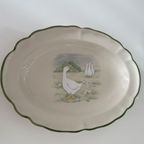 Mooie Vintage Ovale Schaal 32x21x3 Met Groene Rand thumbnail 4