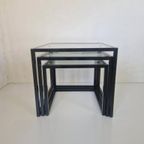 Postmoderne Design Nest Tafeltjes Metaal En Glas Kubus. thumbnail 6