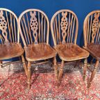 4 Vintage Brocante Wheelchair Stoelen, Houten Stoeltjes thumbnail 10