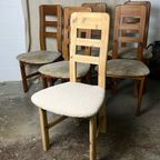 6x Vintage Keuken Stoelen Set , Nieuwe Teddy Boucle Bekleding thumbnail 8