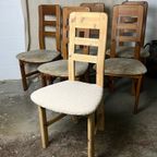 6X Vintage Keuken Stoelen Set , Nieuwe Teddy Boucle Bekleding thumbnail 8