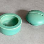 Unieke Vintage Mobach Turquoise Keramiek Dekselpot / Dekseldoos thumbnail 7