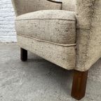 Vintage Fauteuil - Houten Armleuningen - Ecru Bouclé Stof thumbnail 7