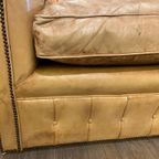 Stoere Oude Antieke / Vintage Chesterfield 2 Zits Bank Cognac Camel thumbnail 7