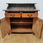 Vintage Frans Dressoir Commode, Ladekast Badkamermeubel Met Marmer Blad 211 thumbnail 6