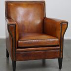 Strak Vormgegeven Schapenleren Artdeco Design Fauteuil Met Prachtige Details thumbnail 2