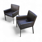 2 X Manet Minotti Arm Chairs 2004 / Dark Brown Leather / Chrome Height 83 thumbnail 8