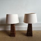 Set Van 2 Rotan Rieten Tafellampen Vintage thumbnail 3