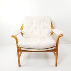 Vintage Rotan Fauteuil Nieuw Gestoffeerd Off White Rib thumbnail 4