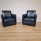 2X Gm Fauteuil - Blauw/Zwart - Leder - Design thumbnail 2