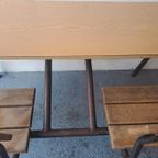 Vintage Stoer Industriële Schoolbank Uit Frankrijk thumbnail 4