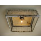 Vintage Plafondlamp, Plafonnière Met Kunststof Platen In Verchroomde Profielen 46 X 46 Cm, Jaren thumbnail 14