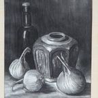 Vintage Ingelijst Tekening Chinese Gemberpot Met Uien - Art Deco thumbnail 7