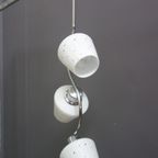 Pendant Lamp 3 White Glass Shades And Chrome Bar1960S thumbnail 5