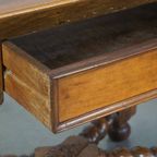 Prachtige Sierlijke Antieke Hal/ Sidetable Uit De 19E Eeuw Met Gedraaide Poten En 1 Lade thumbnail 12