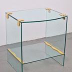 Vintage Bijzettafel Messing Glas Side Table Regency ’70s thumbnail 8