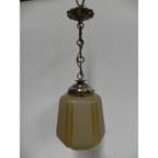 Art Deco Hanglamp Aan Ketting Met Beige Glazen Bol thumbnail 3