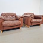 Vintage Set Of 2 De Sede Ds 101 Fauteuil Dik Bruin Leer ’70 thumbnail 2