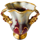 Mid-century Jasba Vaas Fuchsia Wit Goud Barok 1950’s thumbnail 3
