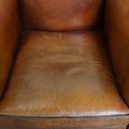 Set Van Twee Stoere Vintage Schapenleren Art Deco Stijl Design Fauteuils thumbnail 15